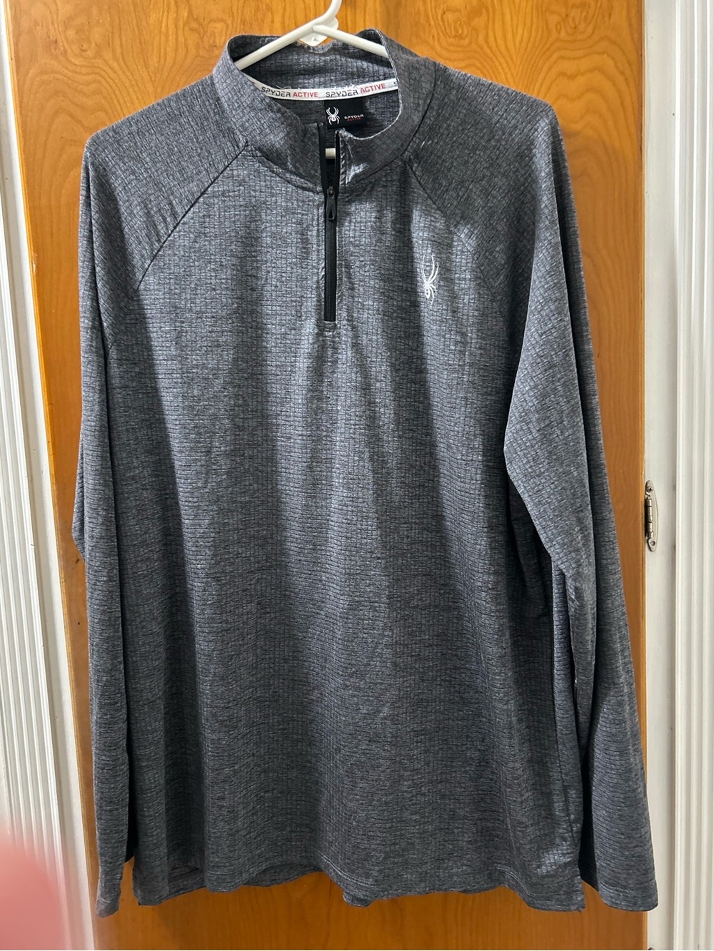Spyder Gray Textured Zip-Front Active Top